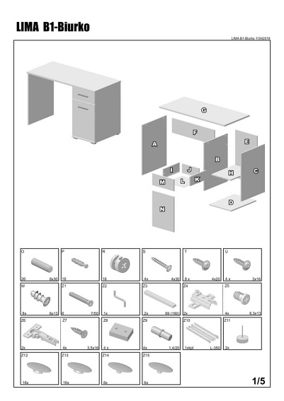 Biurko LIMA B-1 Dąb Sonoma