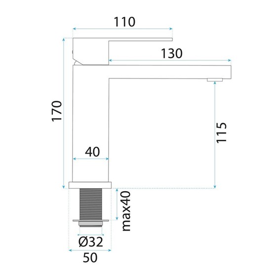 Bateria Umywalkowa Niska ARLO Nikiel Szczotkowany