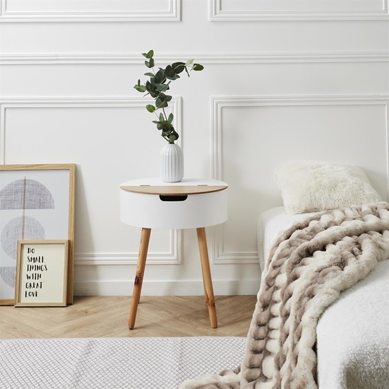 Szafka Nocna AZILAL Biały/ Naturalny