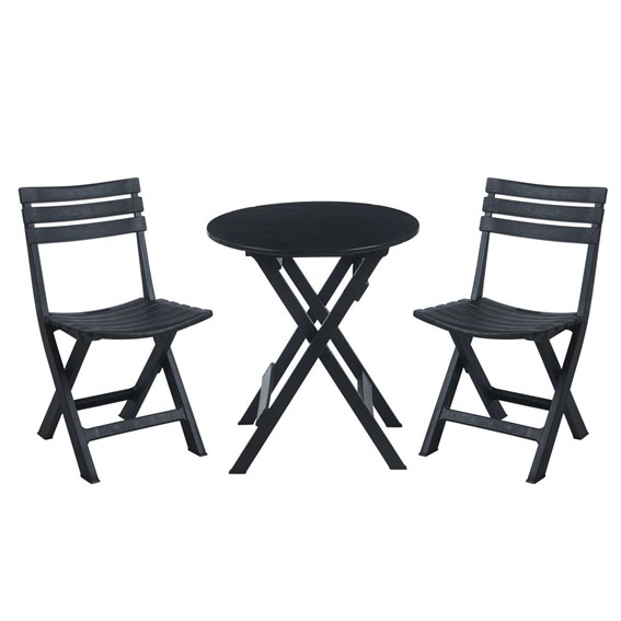 Zestaw Składany ZS1-FX Stół + 2 Krzesła Czarny