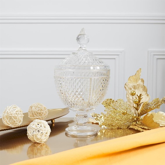 Szklana Bomboniera DIAMOND 31cm Transparentny