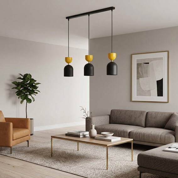 Lampa Wisząca GAUDI 3 Czarny/Pomarańczowy