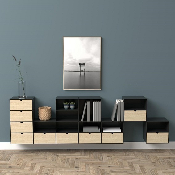 Szafka Nocna JOLIET Czarny/Naturalny