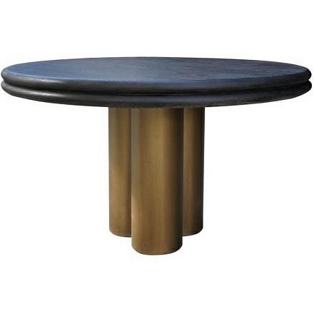 Stół MACARON fi130 Naturalny/Złoty