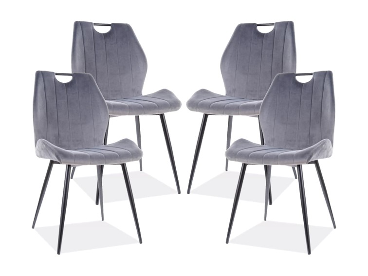 Zestaw 4x Krzesło ARCO Velvet Czarny/Szary Bluvel 14