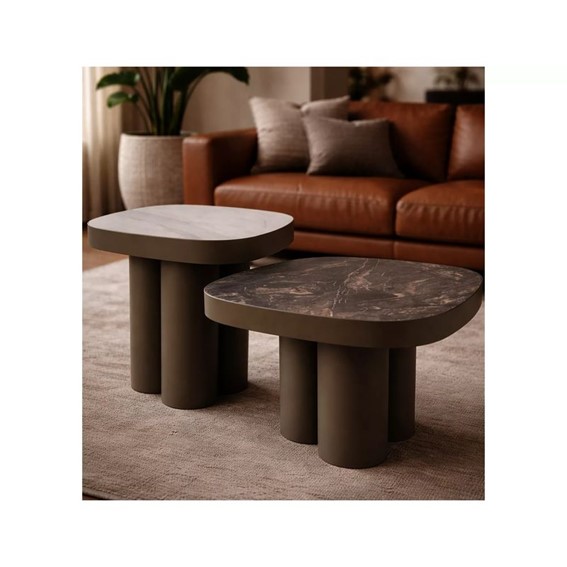 Ława STELLA B 75x75cm Czarny Połysk/Miedziany