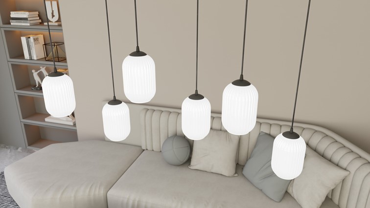 Lampa Wisząca VERDI 6 Czarny/Opal