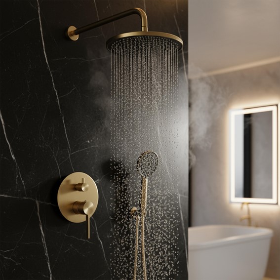 Zestaw Natryskowy Podtynkowy FOSTER + BOX Złoty Szczotkowany