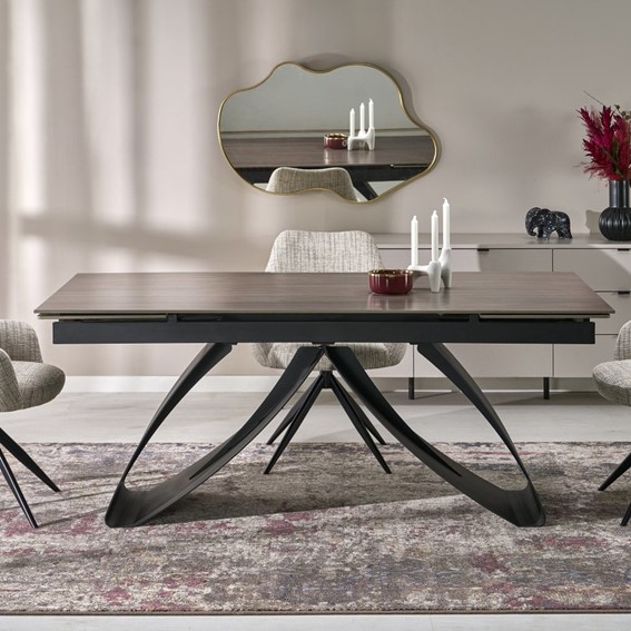 Stół Rozkładany HILARO (180-260)x90 cm Orzechowy/Czarny