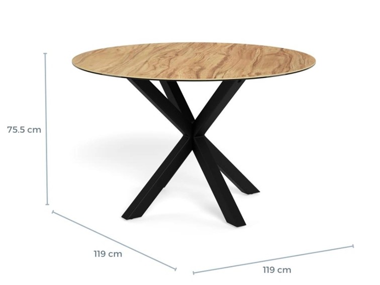 Stół HEAVEN fi119 Dąb Naturalny/Czarny