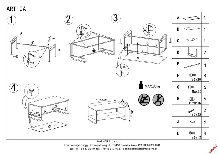ARTIGA ława dąb złoty / czarny