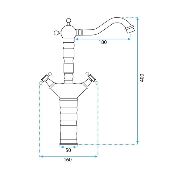 Bateria Umywalkowa Wysoka RUSTICO Czarny Przecierany