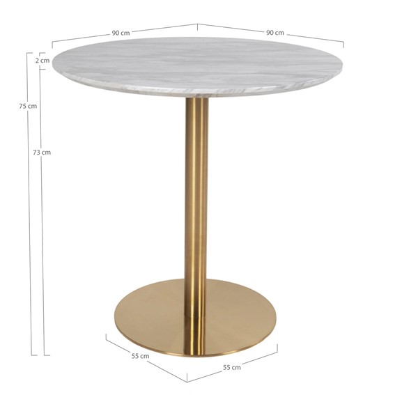 Stół Okrągły BOLZANO fi90 Szary Marmur/Złoty