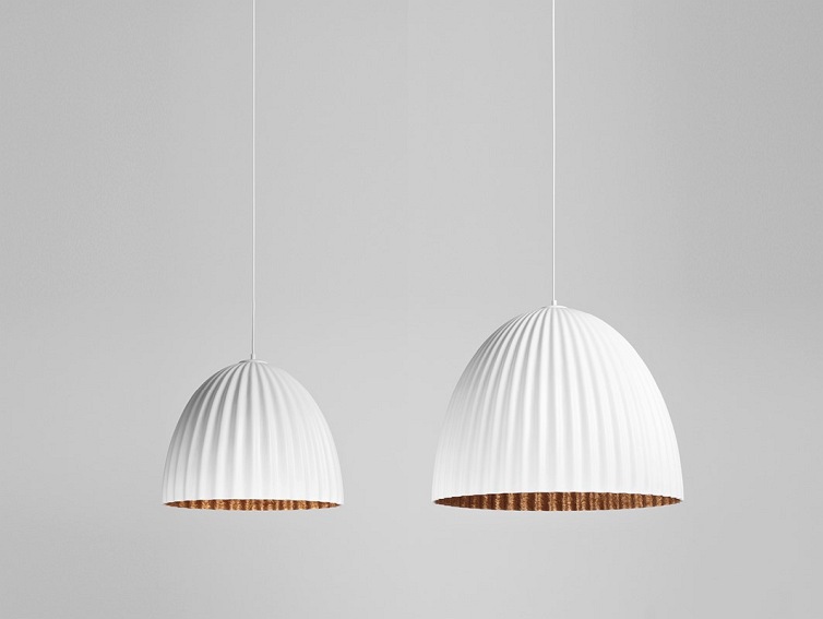 Lampa Wisząca Plissart L 70x60x130 Biały/Miedziany