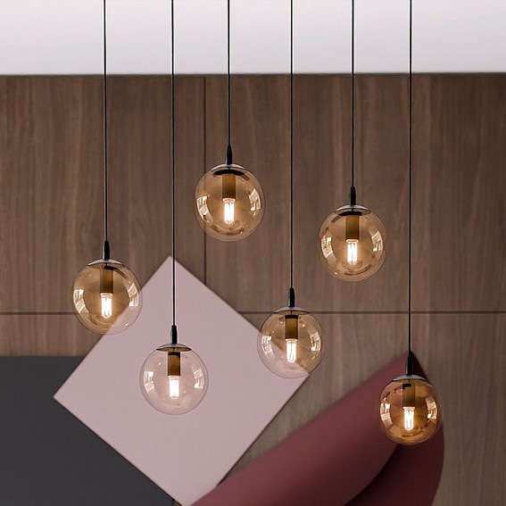 Lampa Wisząca COSMO 6 Czarny/Miodowy