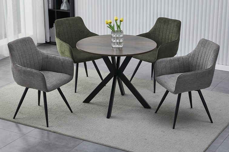 Stół TALIA II fi90 Czarny/Orzech