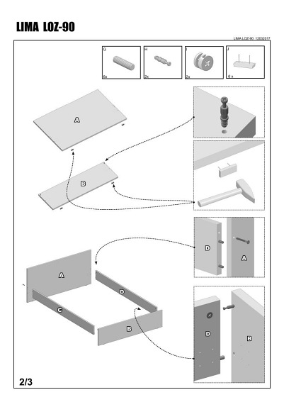 Łóżko LIMA 90x200 Dąb Sonoma
