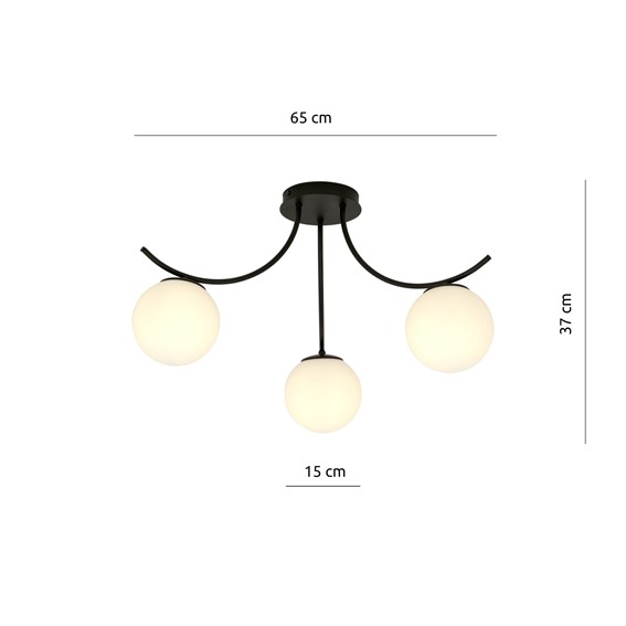 Lampa Sufitowa BOSTON 3 Czarny/Opal