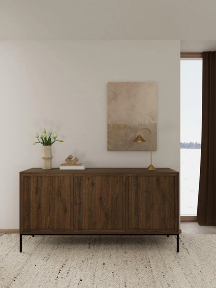 Komoda PALMDALE 158 cm Dąb Dymiony/Czarny