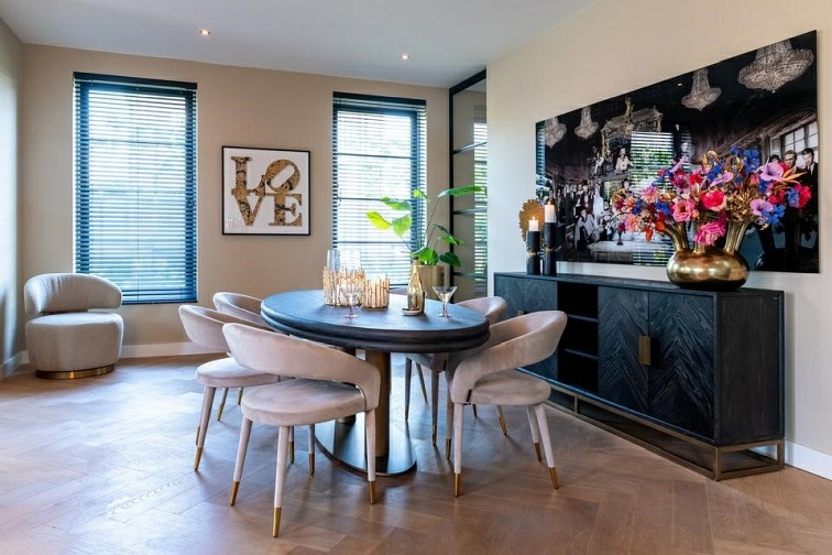 Stół MACARON 235x110 Naturalny/Złoty