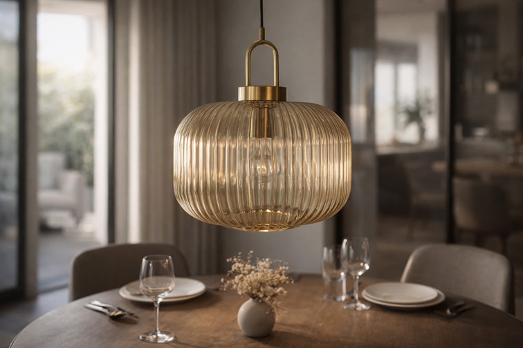 Lampa Wisząca ARIA K-5895 Czarny/Bursztynowy