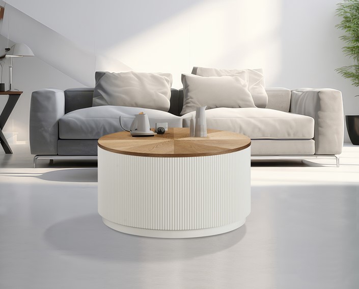 Stolik Kawowy STILIG ST580 Fi80cm Biały/Brązowy