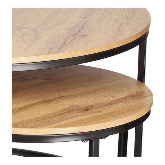 Zestaw 2 Stolików RUTH Fi80cm Czarny/Naturalny