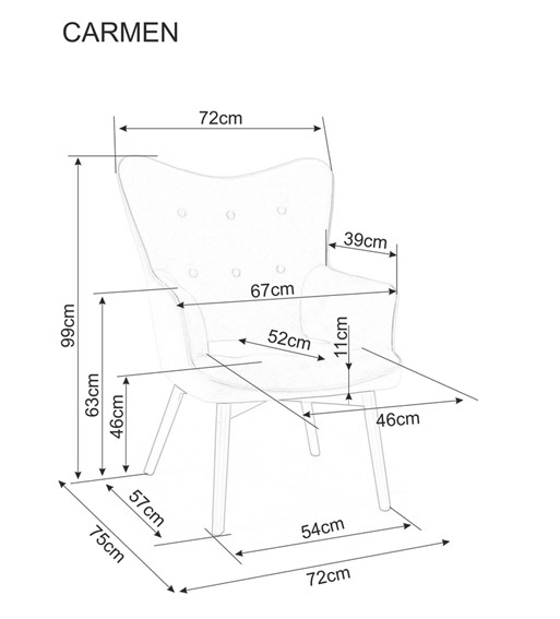 Fotel CARMEN Velvet Czarny/Cynamon Bluvel 4215