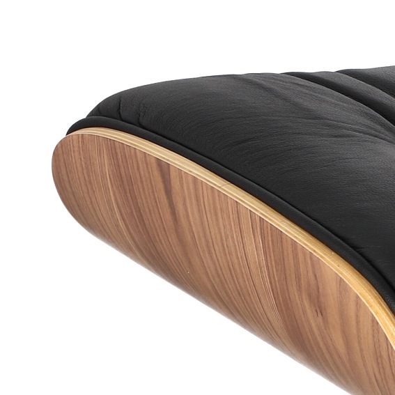 Fotel z Podnóżkiem VIP 54x82x85 Czarny/Walnut/Baza Standard