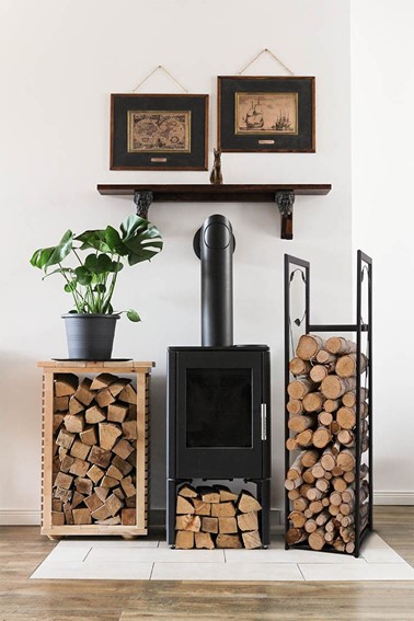 Stojak Na Drewno KAJA HOME KS-23 LIŚĆ M Czarny