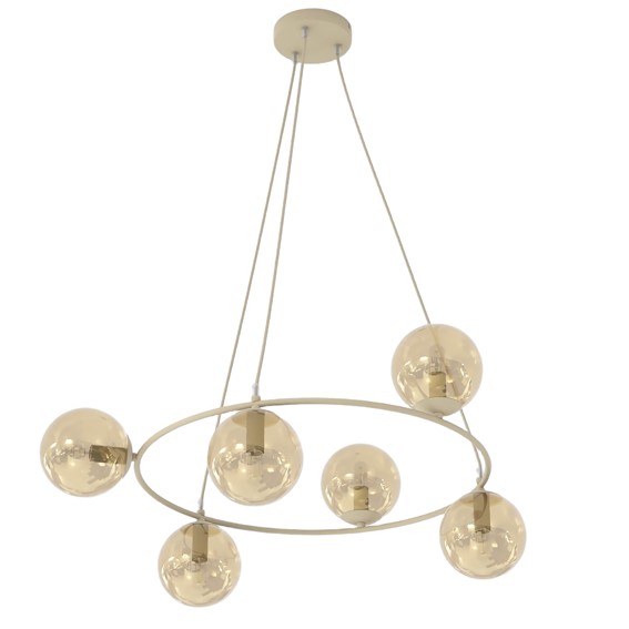 Lampa Wisząca AZURA 6 Beżowy/Bursztynowy
