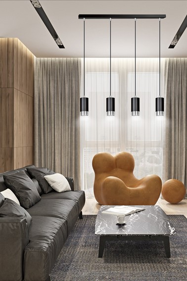 Lampa Wisząca FUMIKO 4 Czarny/Chrom