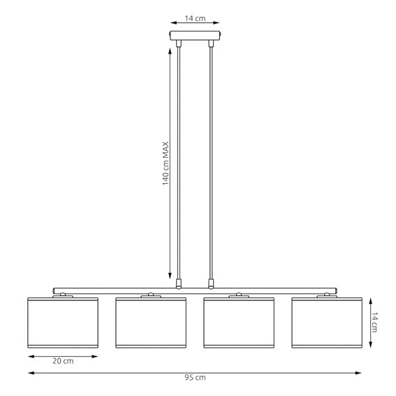 Lampa Wisząca KARBON 4 Czarny/Brązowy
