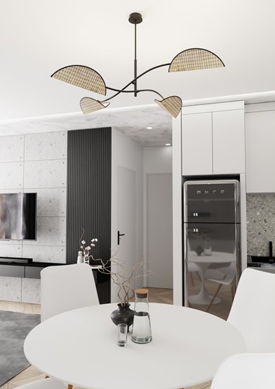 Lampa Sufitowa LOTUS 4 Czarny/Rattan