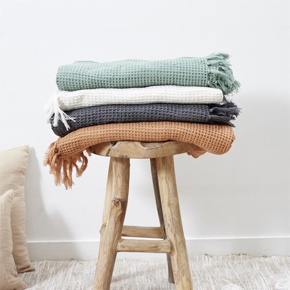 Koc/pled WAFFLE 150x200cm Ochra