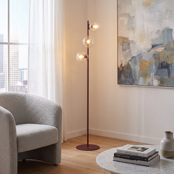 Lampa Podłogowa MAGNUS LP3 Burgundowy/Transparentny