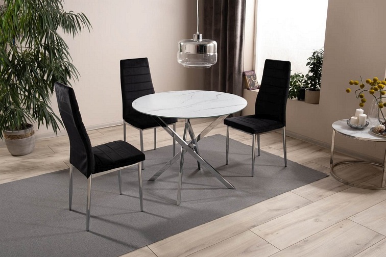 Stół Okrągły AGIS fi90 Chrom/Efekt Marmuru