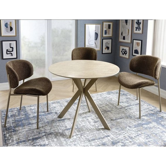 Stół TALIA Fi90cm Beż Mat/Kaszmir