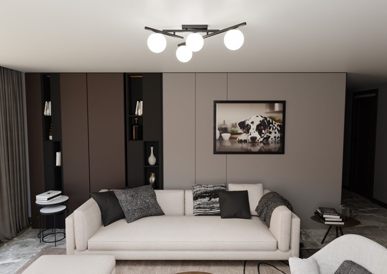 Lampa Sufitowa SMART 4 Czarny/Opal