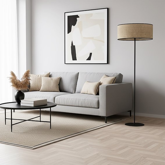 Lampa Podłogowa ECO LP1 Czarny/Rattan