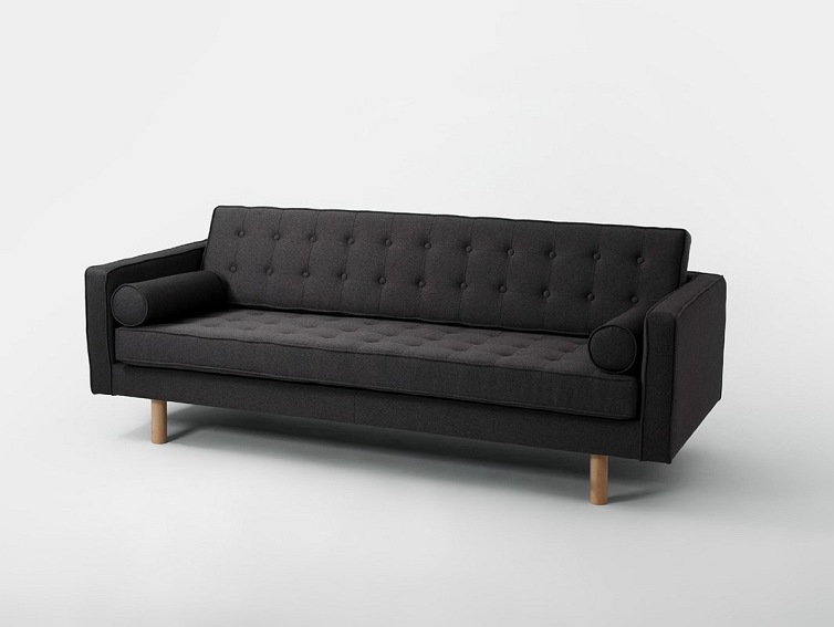 Sofa Rozkładana 3 os. Topic Wood 220x88x80 Karbon/Naturalny