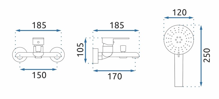 Bateria Wannowa BLOOM Biały/Złoty