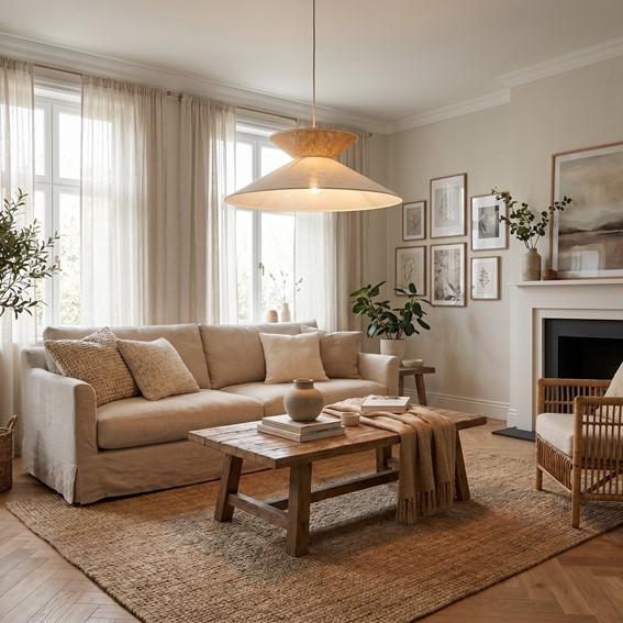 Lampa Wisząca SOFTA 1 Beżowy/Rattan