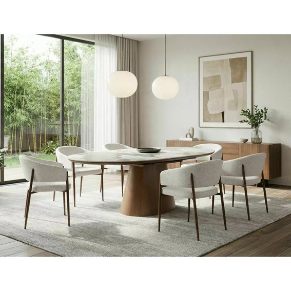 Stół Rozkładany MAROCCO Ceramic (200-160)x90cm Biały Połysk/Orzech