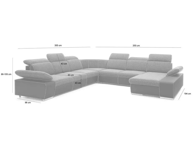 Narożnik CONTINENTAL XXL Grafit z Funkcją Spania II Grupa Tkanin