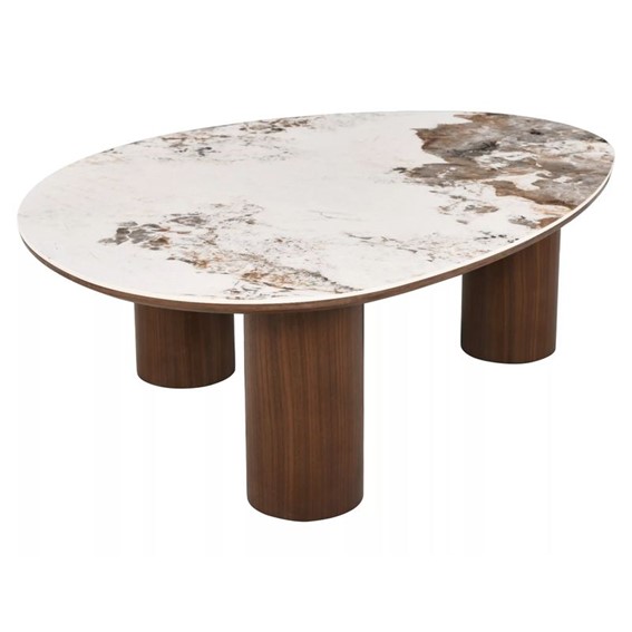 Ława ADELIS 110x80cm Biały Połysk/Orzech