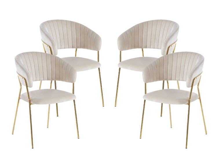 Zestaw 4x Krzesło Velvet K4-FX Beżowy