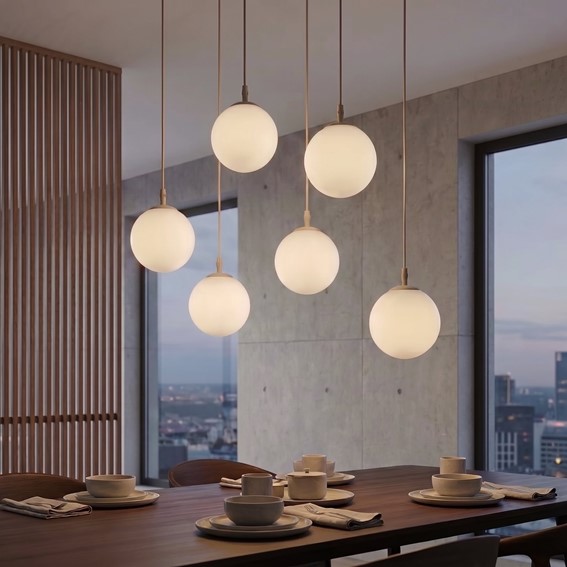 Lampa Wisząca COSMO 6 Beżowy/Opal