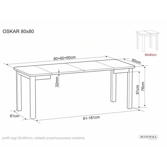 Stół Rozkładany OSKAR (200-80)x80cm Dąb Artisan/Czarny Mat