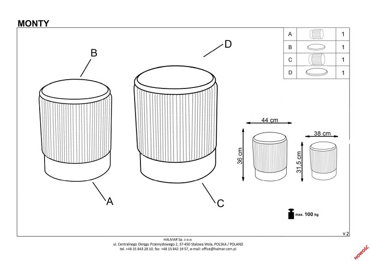 Zestaw Puf MONTY Ciemny Zielony